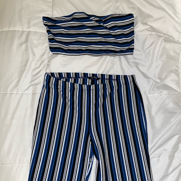 fashion nova two piece set blue black and white - Picture 2 of 5